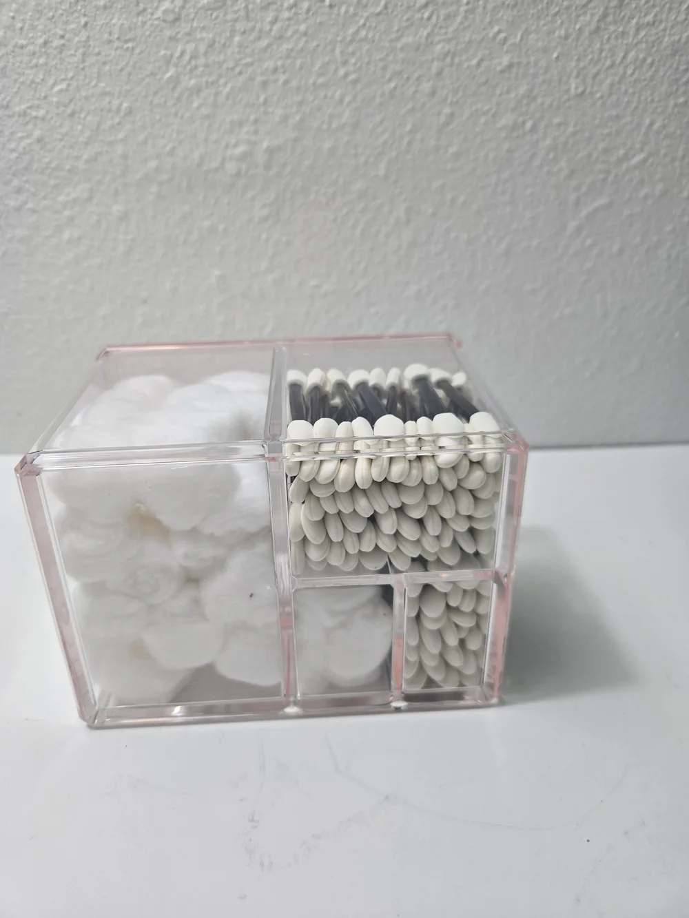 Clear Acrylic Cosmetic Organizer with Pink Lid  Multi-Compartment Storage Plasti